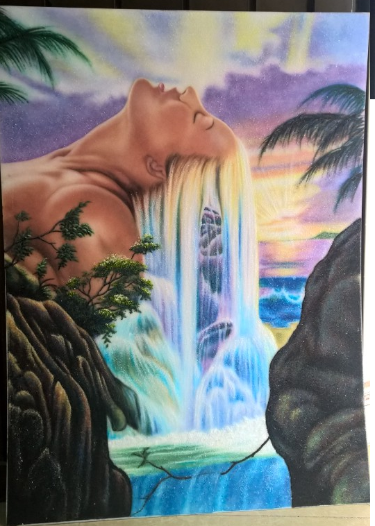 Gemstone painting Lady's Hair Waterfall