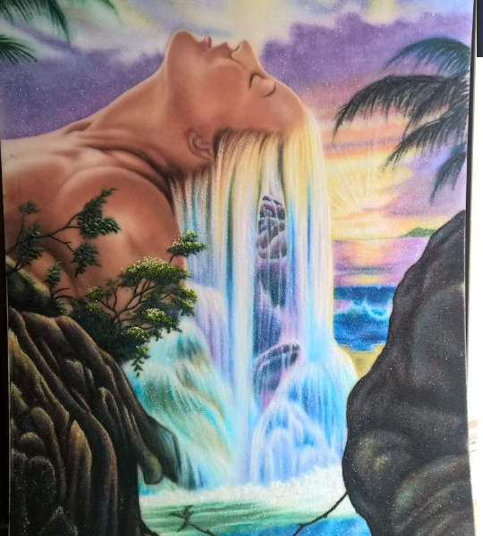 Gemstone painting Lady’s Hair Waterfall